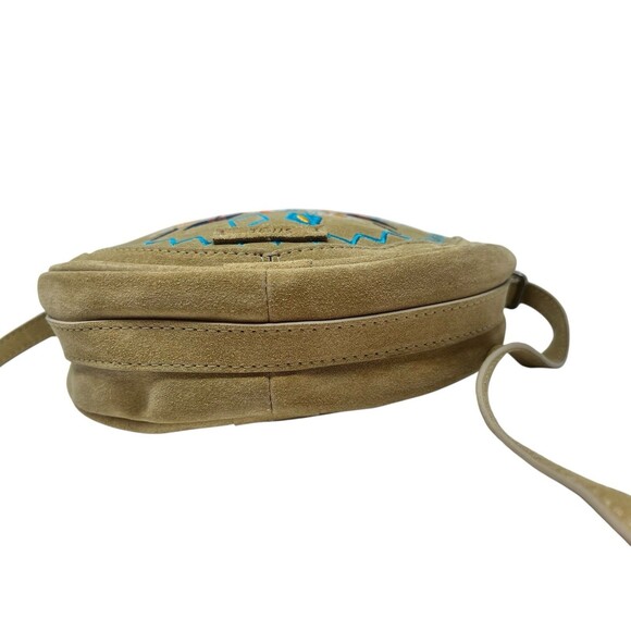 Toms Embroidered Crossbody Bag Souks Canteen Suede Embroidery Purse Oatmeal 8" - Picture 8 of 12